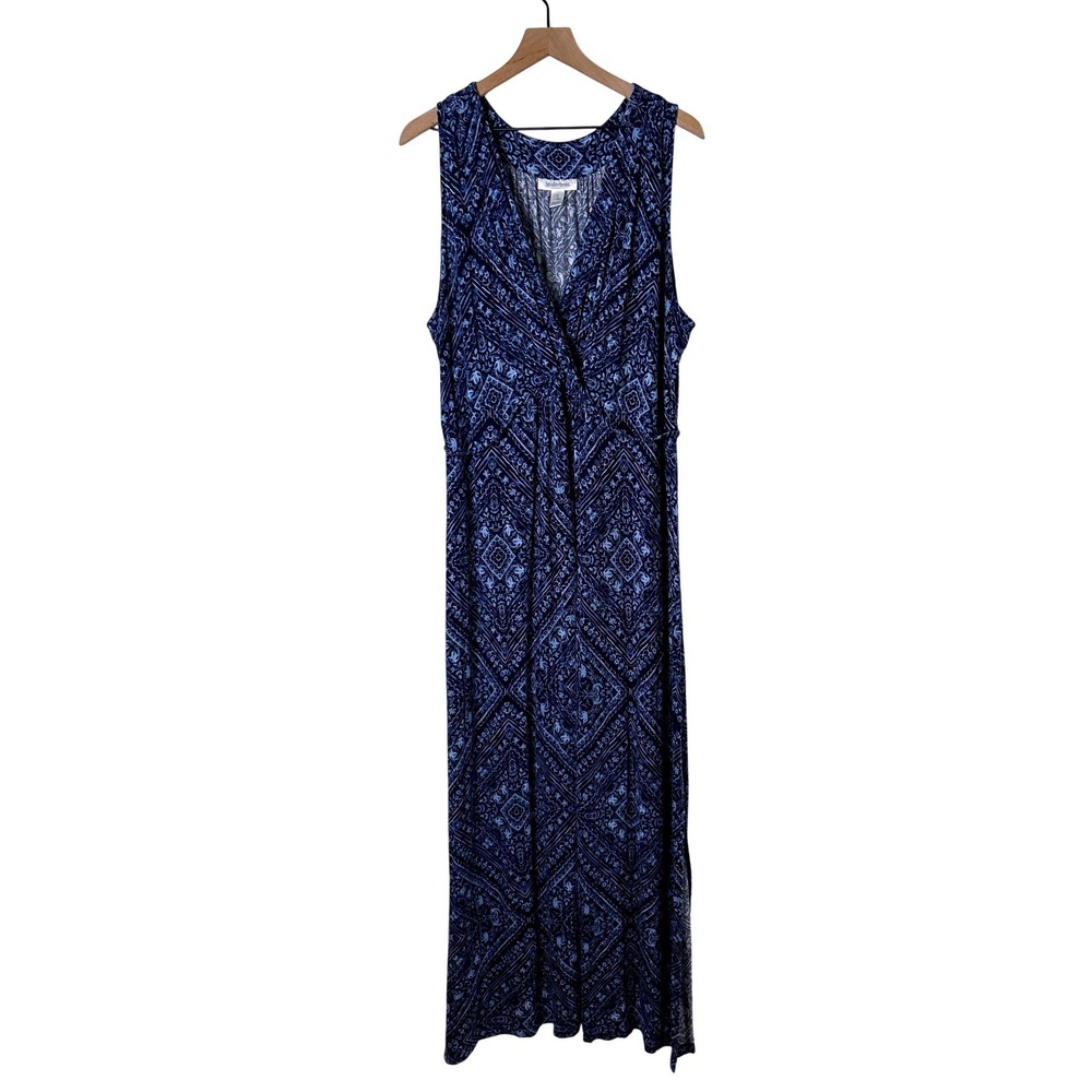 Motherhood Maternity Womens Geometric Medallion Maxi Dress Size 3X Blue Boho